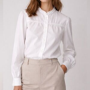 Officine Générale Ruffle Collar Blouse White Cotton Lyocell Small